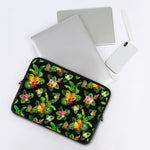 Black Tropical Hawaiian Pattern Print Laptop Sleeve