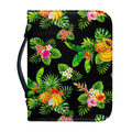 Black Tropical Hawaiian Pattern Print Leather Bible Cover
