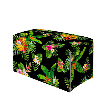 Black Tropical Hawaiian Pattern Print Leather Tissue Box Cover