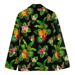 Black Tropical Hawaiian Pattern Print Men's Blazer