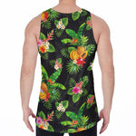 Black Tropical Hawaiian Pattern Print Men's Velvet Tank Top