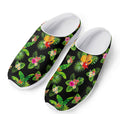 Black Tropical Hawaiian Pattern Print Mesh Casual Shoes