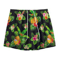 Black Tropical Hawaiian Pattern Print Mesh Shorts