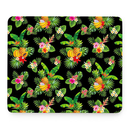 Black Tropical Hawaiian Pattern Print Mouse Pad