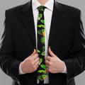 Black Tropical Hawaiian Pattern Print Necktie