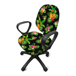 Black Tropical Hawaiian Pattern Print Office Chair Cover