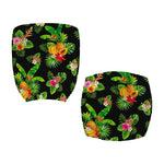 Black Tropical Hawaiian Pattern Print Office Chair Cover