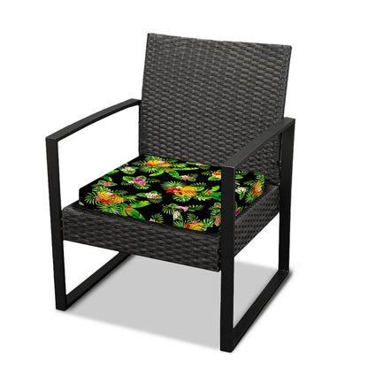 Black Tropical Hawaiian Pattern Print Outdoor Seat Cushion Cover