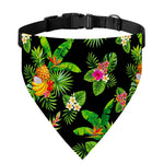 Black Tropical Hawaiian Pattern Print Over The Collar Dog Bandana