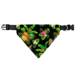 Black Tropical Hawaiian Pattern Print Over The Collar Dog Bandana
