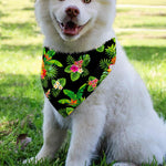 Black Tropical Hawaiian Pattern Print Over The Collar Dog Bandana