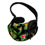 Black Tropical Hawaiian Pattern Print Pet Sling Carrier