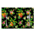 Black Tropical Hawaiian Pattern Print Placemat