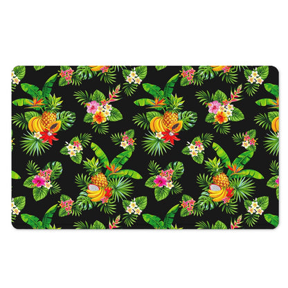 Black Tropical Hawaiian Pattern Print Polyester Doormat