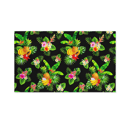 Black Tropical Hawaiian Pattern Print Polyester Flag