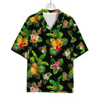 Black Tropical Hawaiian Pattern Print Rayon Hawaiian Shirt