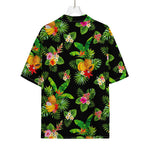 Black Tropical Hawaiian Pattern Print Rayon Hawaiian Shirt
