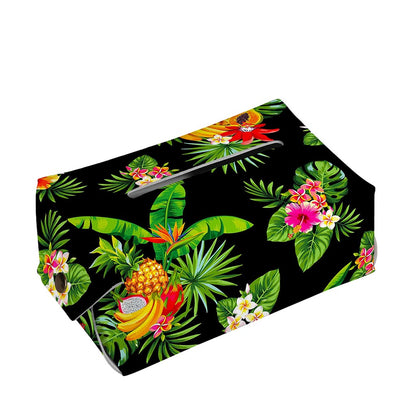 Black Tropical Hawaiian Pattern Print Rectangle Tissue Box Cover