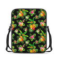 Black Tropical Hawaiian Pattern Print Rectangular Crossbody Bag