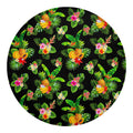 Black Tropical Hawaiian Pattern Print Round Blanket