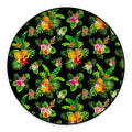 Black Tropical Hawaiian Pattern Print Round Floor Mat