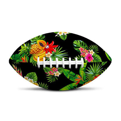 Black Tropical Hawaiian Pattern Print Rugby Ball