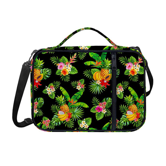 Black Tropical Hawaiian Pattern Print Shoulder Strap Bible Bag