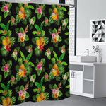 Black Tropical Hawaiian Pattern Print Shower Curtain