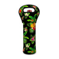 Black Tropical Hawaiian Pattern Print Single Neoprene Wine Tote