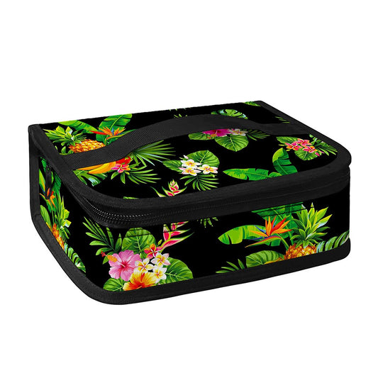 Black Tropical Hawaiian Pattern Print Small Lunch Bag