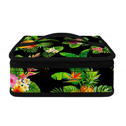 Black Tropical Hawaiian Pattern Print Small Lunch Bag