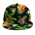 Black Tropical Hawaiian Pattern Print Snapback Cap