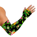 Black Tropical Hawaiian Pattern Print Sun Protection Arm Sleeves