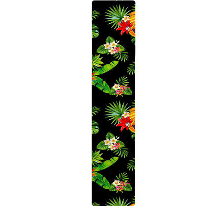 Black Tropical Hawaiian Pattern Print Table Runner