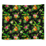 Black Tropical Hawaiian Pattern Print Tapestry