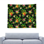 Black Tropical Hawaiian Pattern Print Tapestry