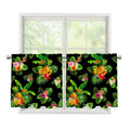 Black Tropical Hawaiian Pattern Print Tier Curtains