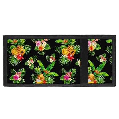 Black Tropical Hawaiian Pattern Print Trifold Wallet