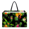 Black Tropical Hawaiian Pattern Print Utility Tote Bag