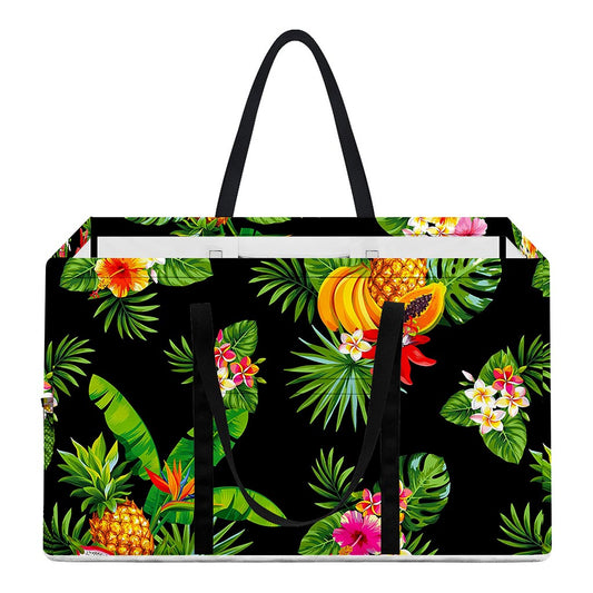 Black Tropical Hawaiian Pattern Print Utility Tote Bag