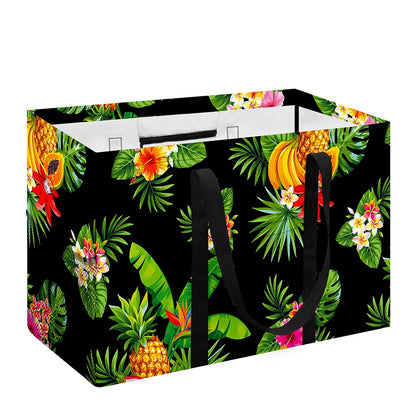 Black Tropical Hawaiian Pattern Print Utility Tote Bag