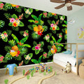 Black Tropical Hawaiian Pattern Print Wall Sticker