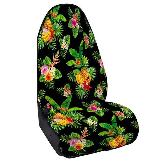 Black Tropical Hawaiian Pattern Print Waterproof Car Seat Cover