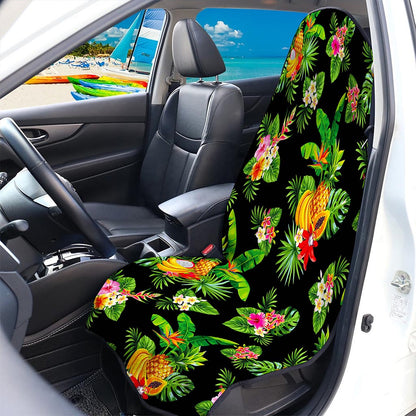 Black Tropical Hawaiian Pattern Print Waterproof Car Seat Cover