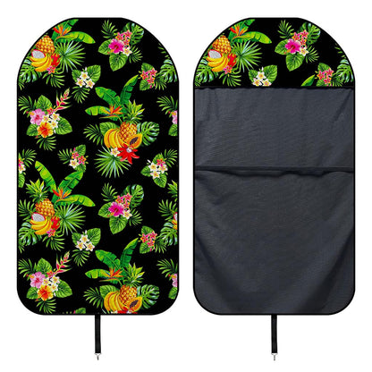Black Tropical Hawaiian Pattern Print Waterproof Car Seat Cover