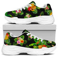 Black Tropical Hawaiian Pattern Print White Chunky Shoes