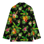 Black Tropical Hawaiian Pattern Print Women's Blazer