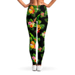 Black Tropical Hawaiian Pattern Print Women's Leggings