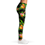 Black Tropical Hawaiian Pattern Print Women's Leggings
