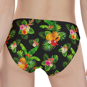 Black Tropical Hawaiian Pattern Print Women's Panties